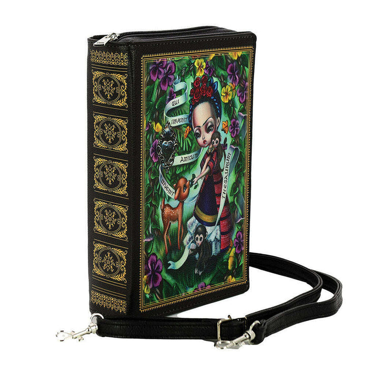 Unibrow Girl Book Clutch Bag In Vinyl by Book Bags