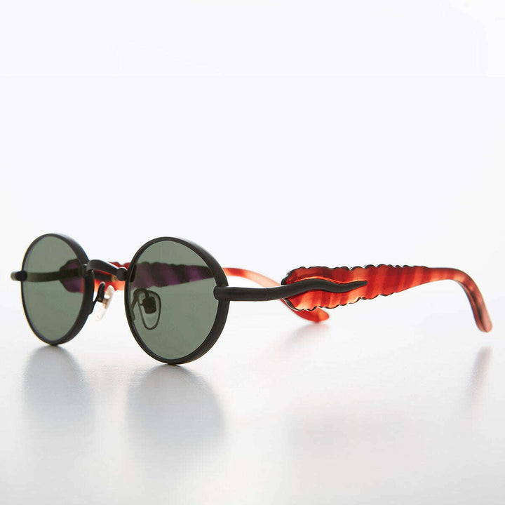 Unique 90s Oval Lens Vintage Sunglass Jagged Temple Design - Tweek