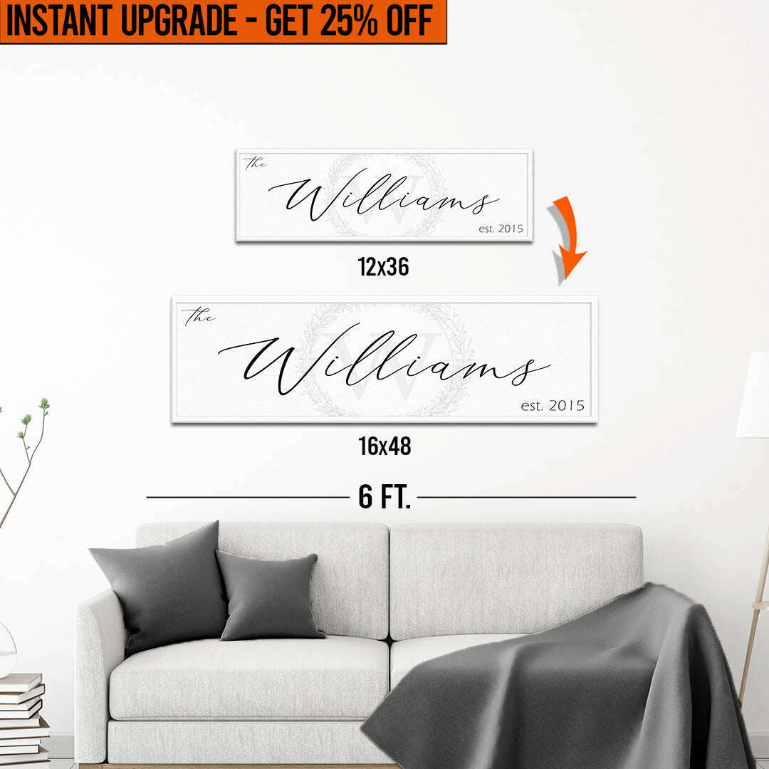 Upgrade Your 12x36 Inches 'Family Sign' (Style 2) Canvas To 16x48 Inches
