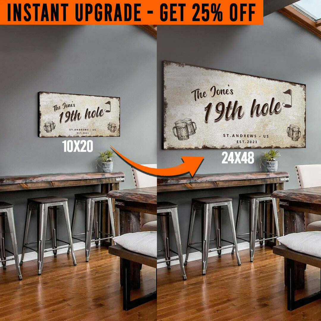 Upgrade Your 20x10 Inches '19th Hole Golf' (Style 3) Canvas To 48x24 Inches