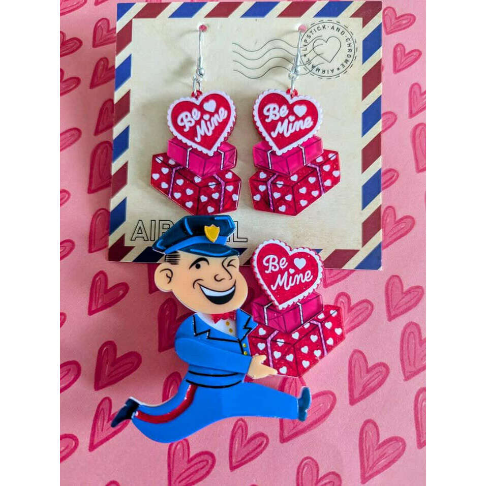 Valentine's Happy Mail Brooch & Earrings Set by 50's Vintage Dame x Lipstick & Chrome – view 2