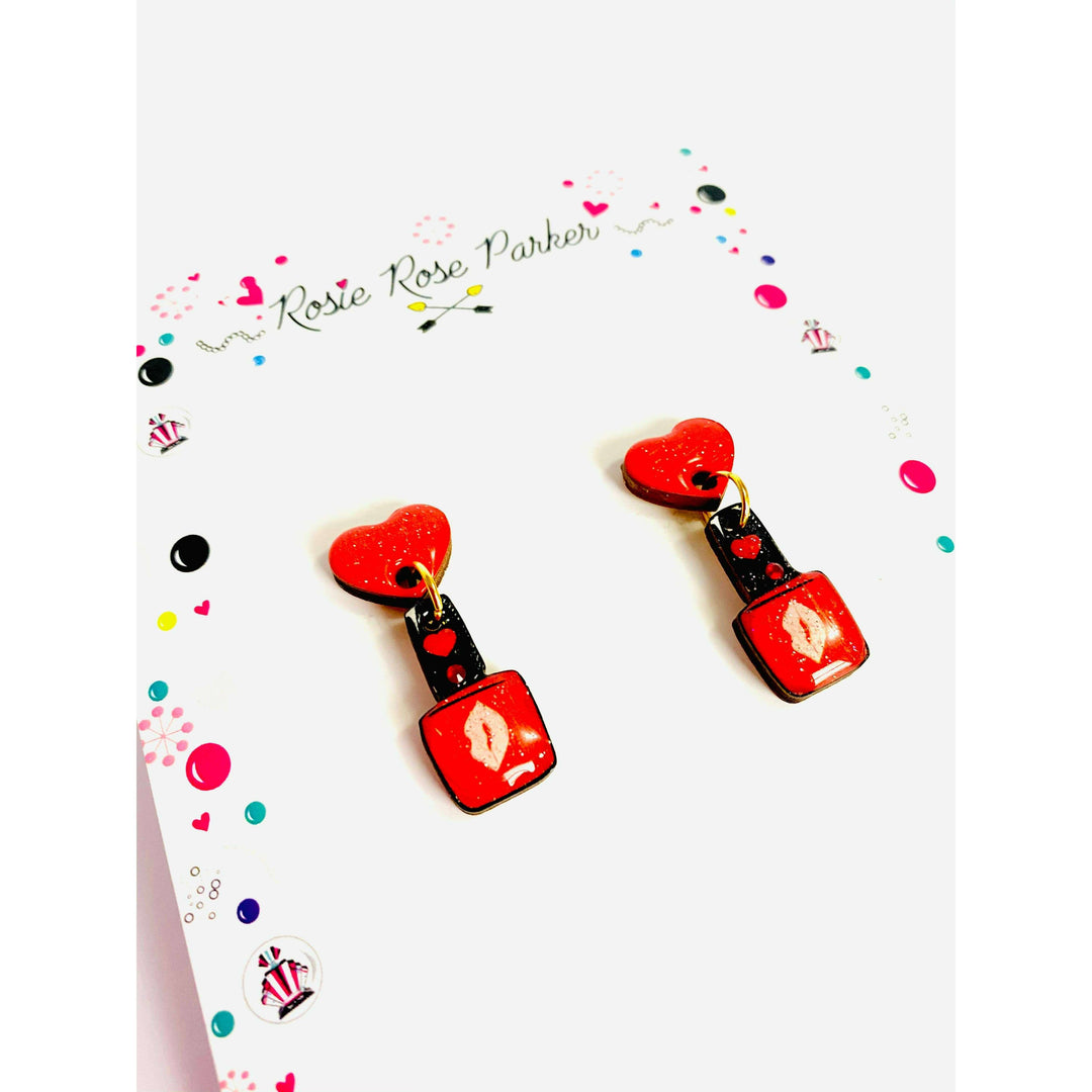 Valentine's Nail Polish Earrings by Rosie Rose Parker