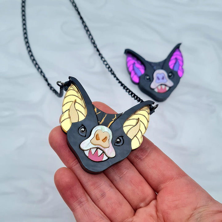 Vampire Bat Face Brooch- Two Colours by Cherryloco Jewellery 4