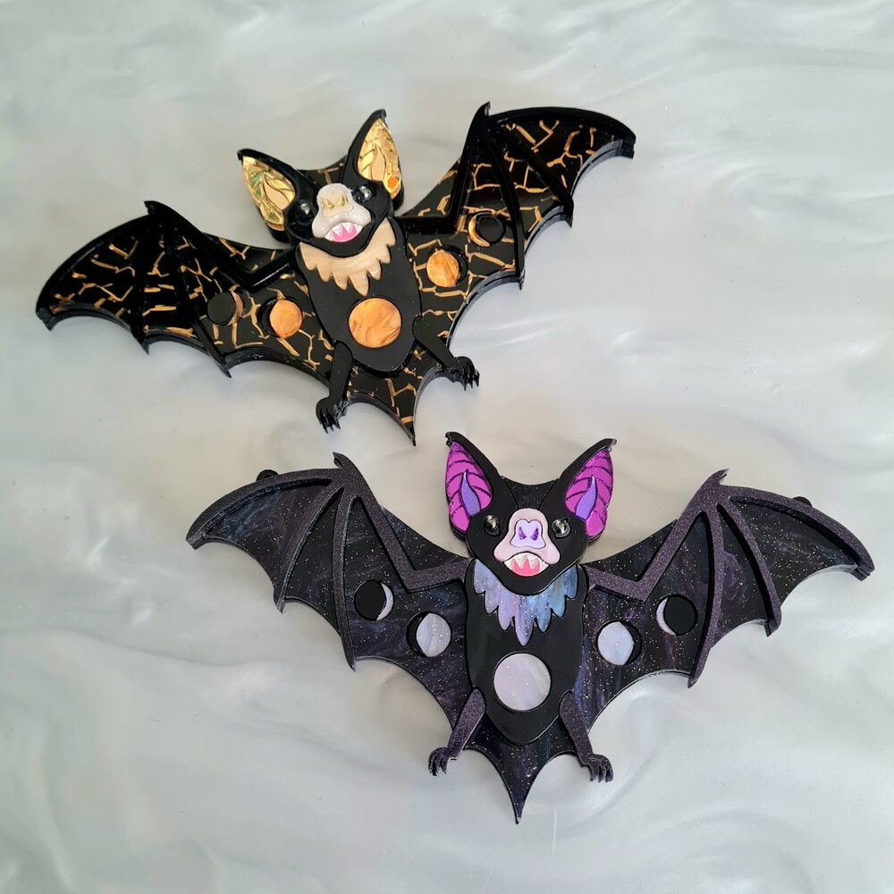 Vampire Bat Statement Necklace - Two Colours by Cherryloco Jewellery 