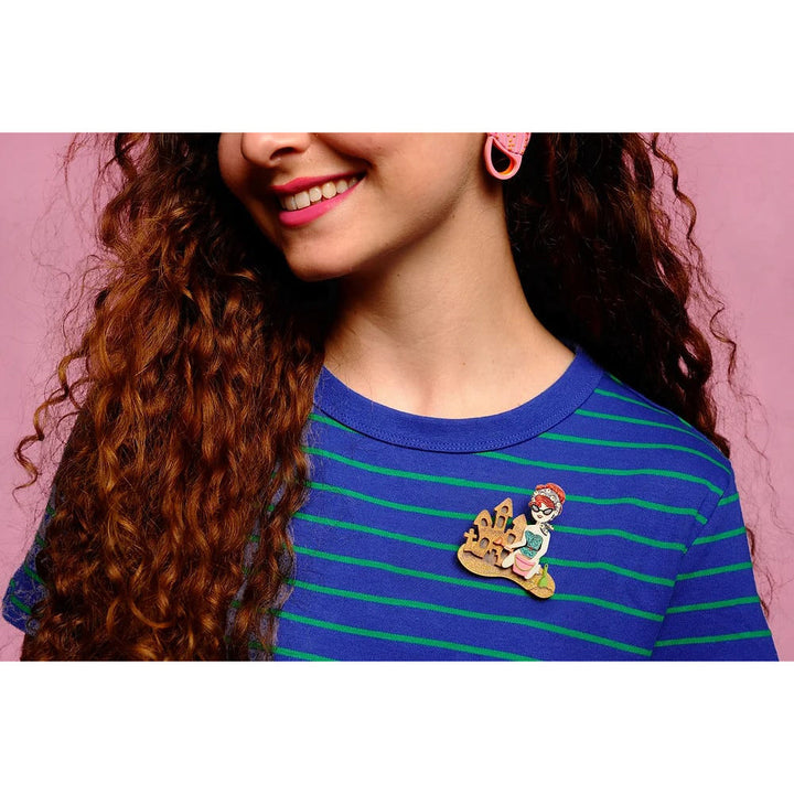 Vampire Playing with Sand Brooch by LaliBlue