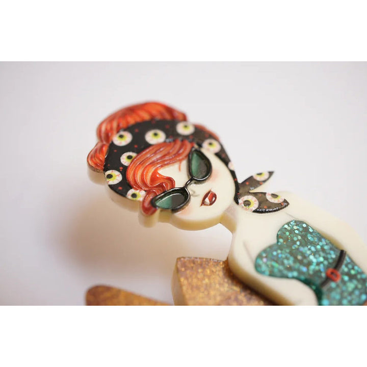 Vampire Playing with Sand Brooch by LaliBlue