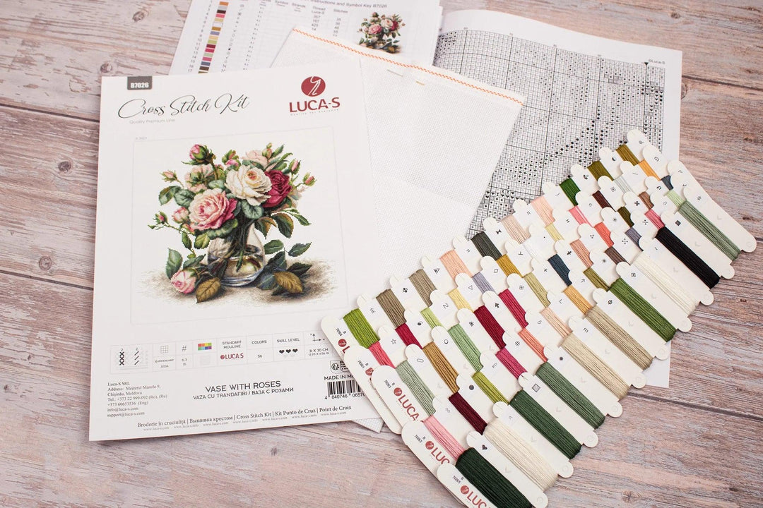 Vase with Roses  B7026L Counted Cross-Stitch Kit