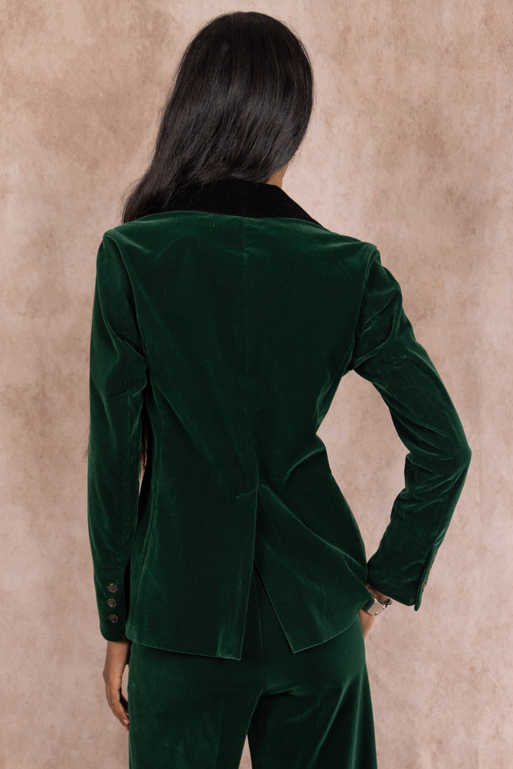 The Elegant Evergreen | Green Velvet Womens Velvet Blazer