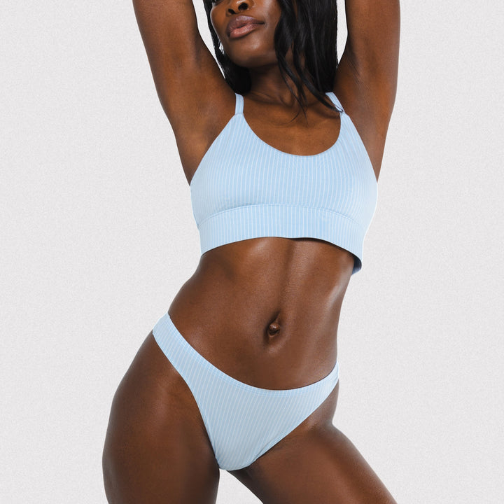 The Venus | Light Blue Stripe MicroModal Thong
