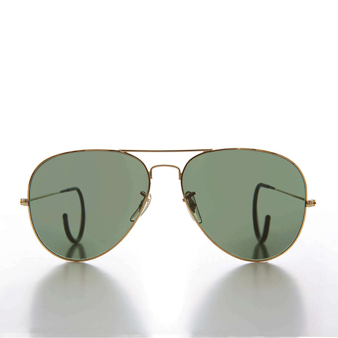 Vintage Aviator Sunglass with Cable Wrap Temple and Glass Lens - Vapor