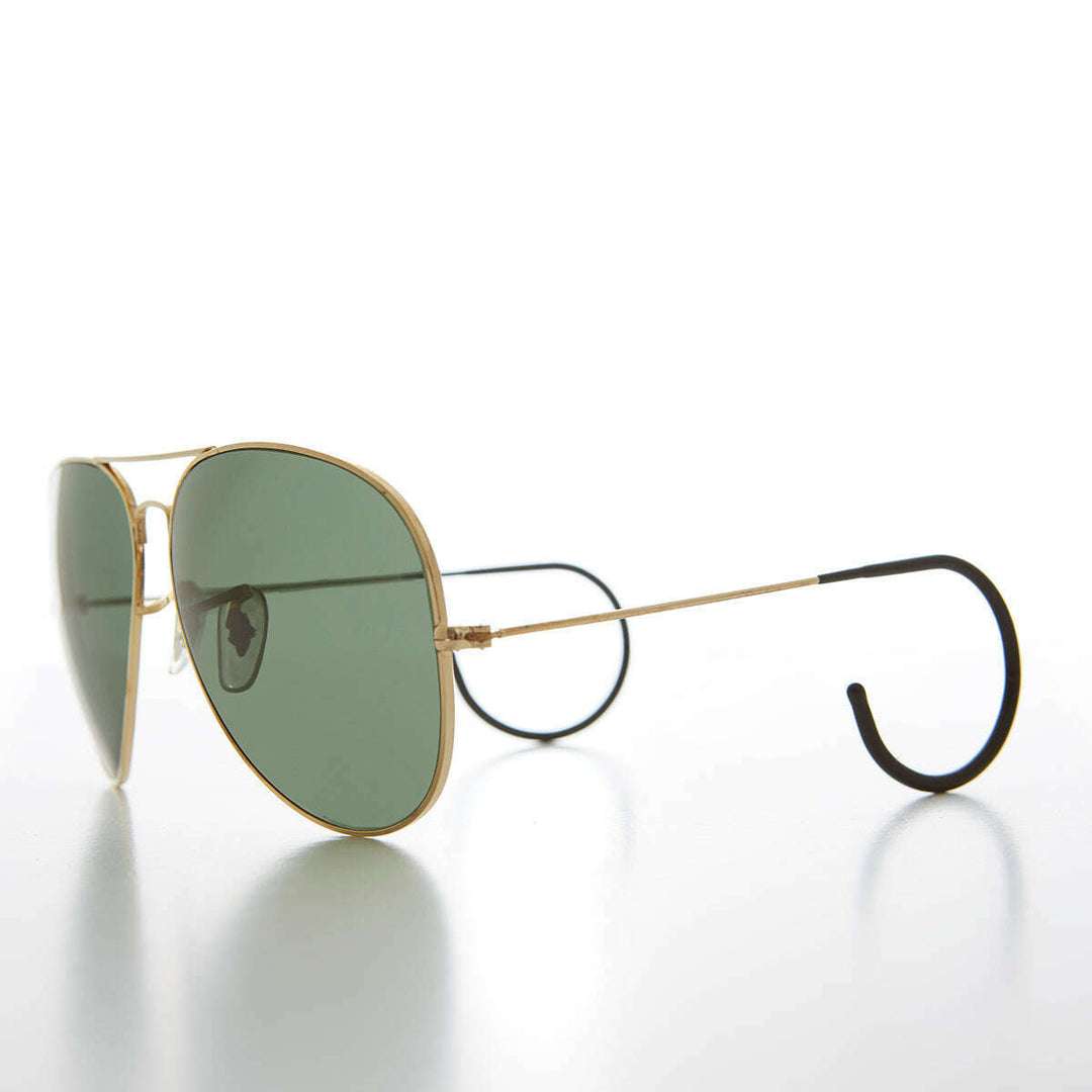 Vintage Aviator Sunglass with Cable Wrap Temple and Glass Lens - Vapor