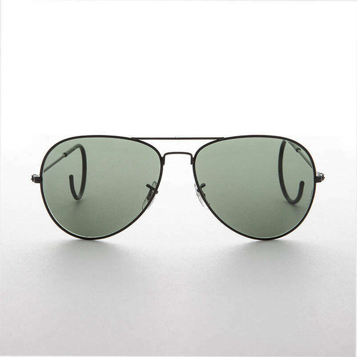 Vintage Aviator Sunglass with Cable Wrap Temple and Glass Lens - Vapor