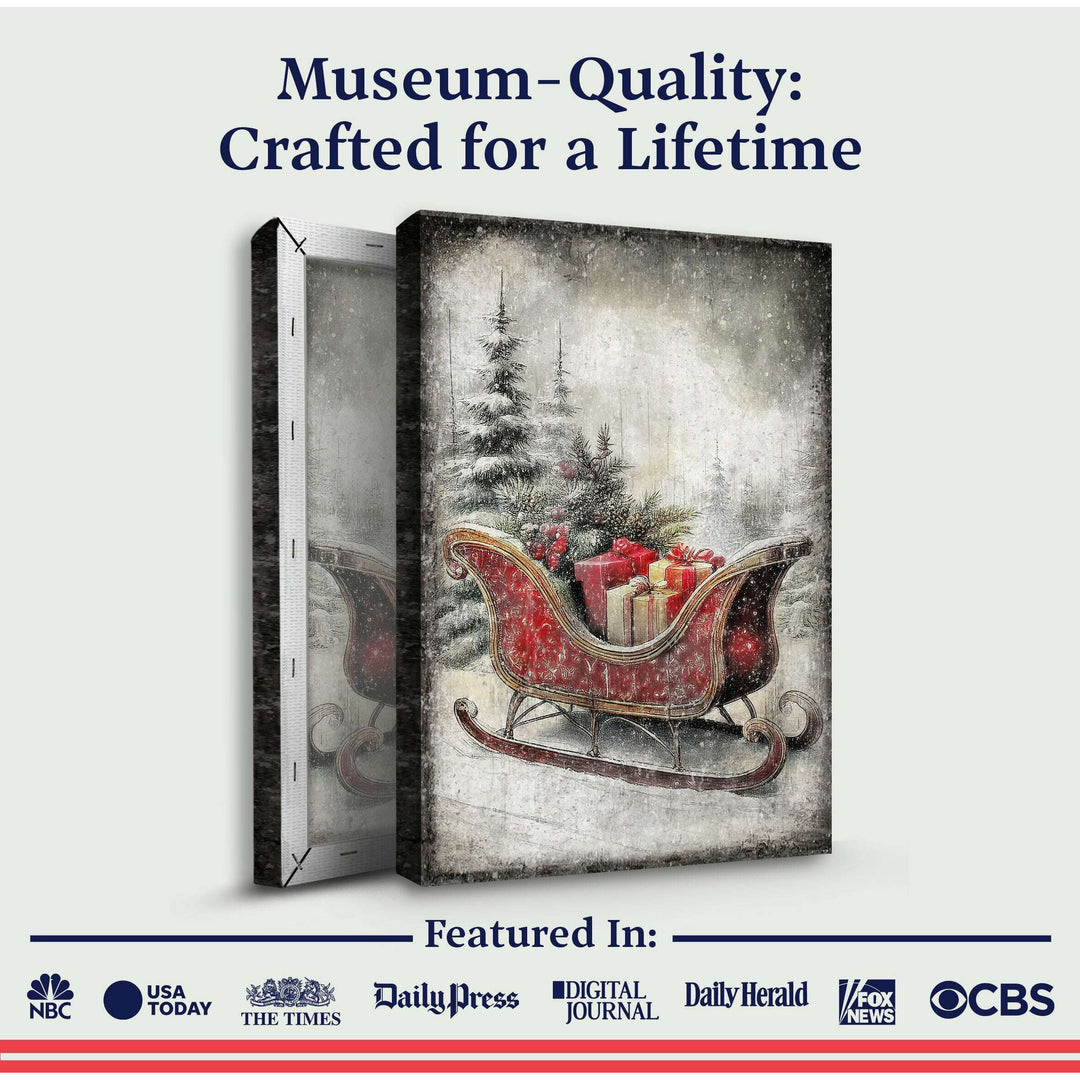 Vintage Christmas Sleigh Sled Wall Art VI