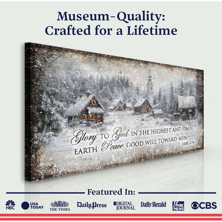 Vintage Christmas Village Luke 2:14 Scripture Sign