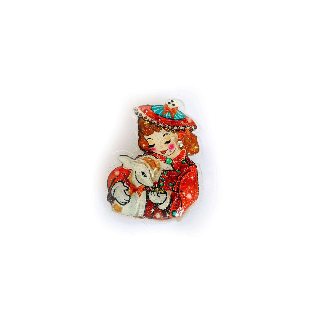 Vintage Girl & Deer Brooch by Rosie Rose Parker