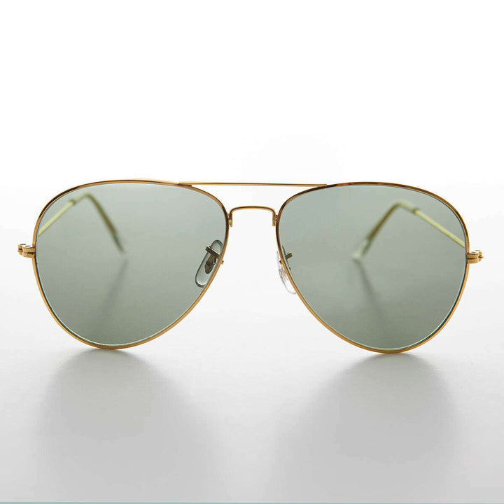 Vintage Metal Aviator Sunglass with Glass Lens - Hughes