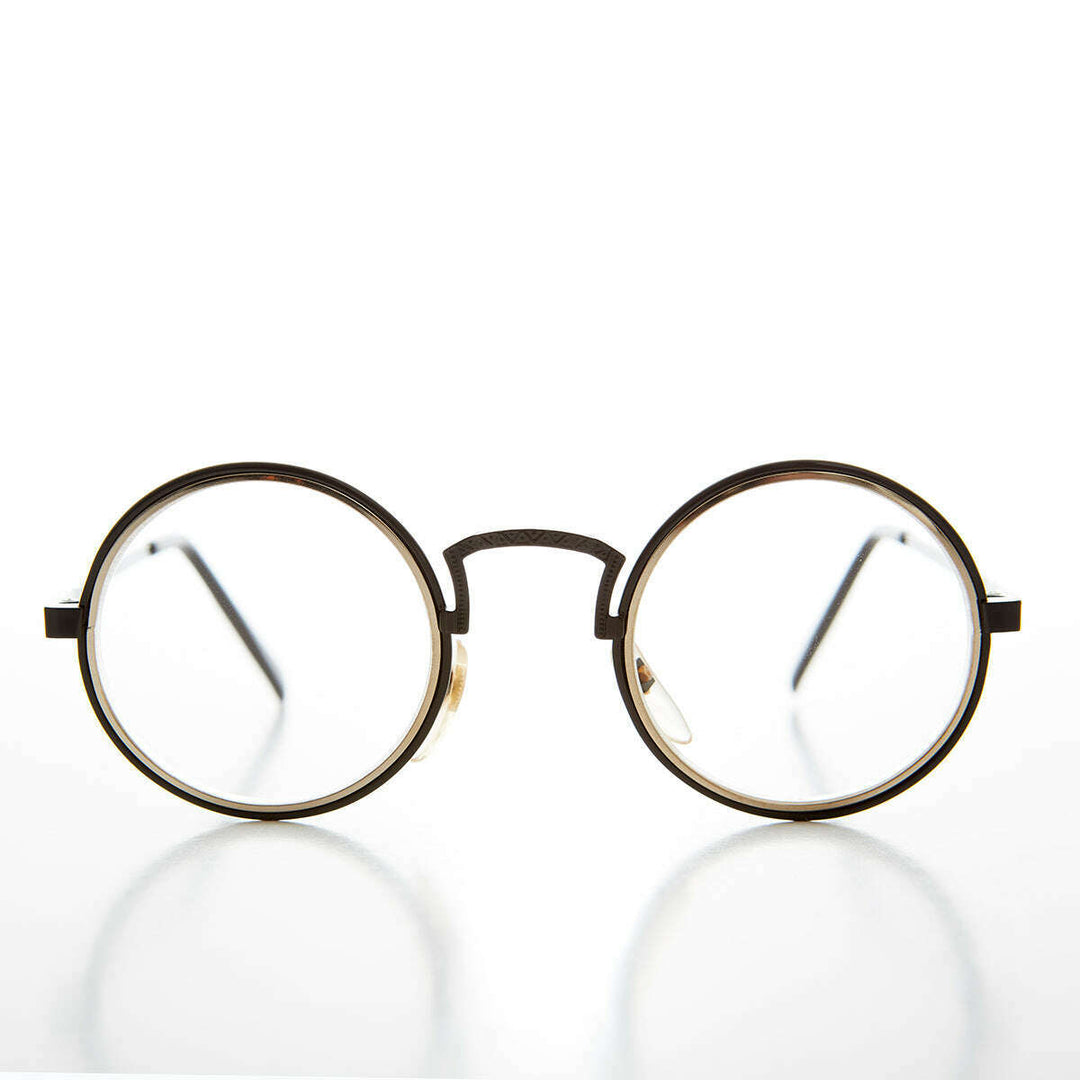 Vintage Round Clear Lens Pretend Eye Glasses - Oreo