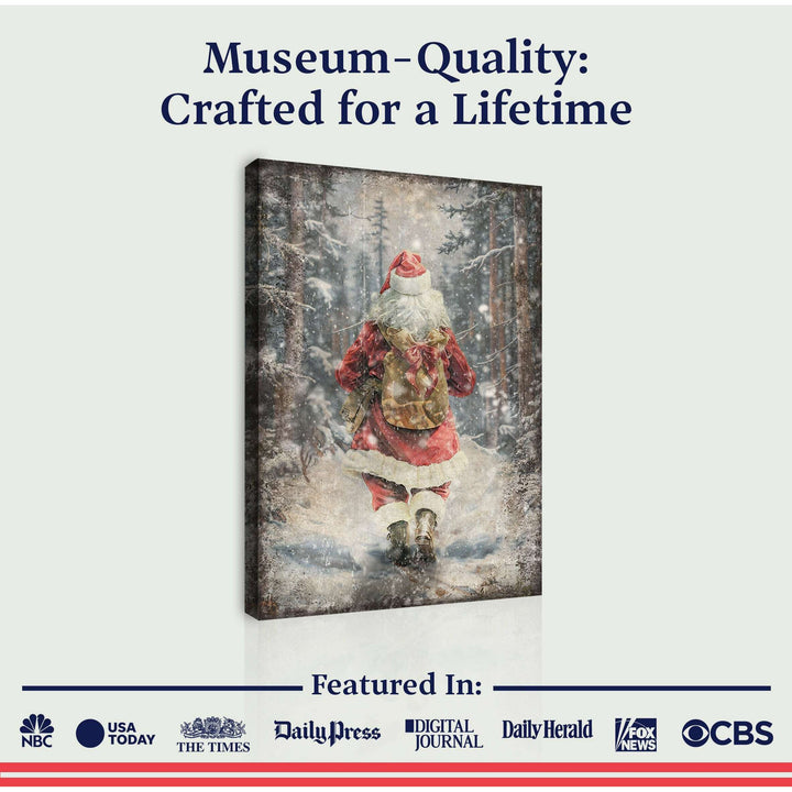 Vintage Santa Claus in Winter Forest Christmas Wall Art II