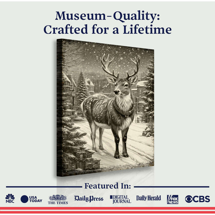 Vintage Winter Deer Christmas Wall Art II