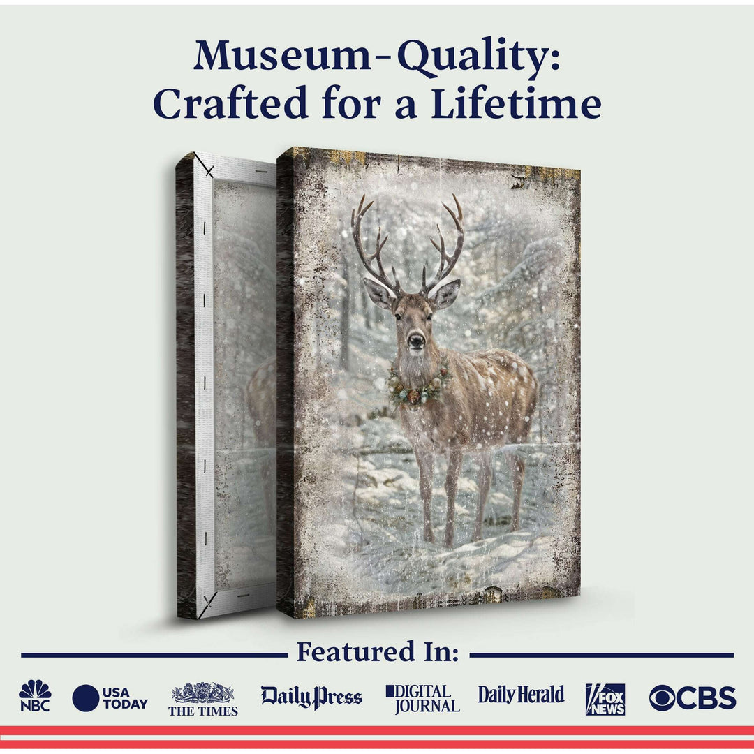 Vintage Winter Deer Christmas Wall Art III