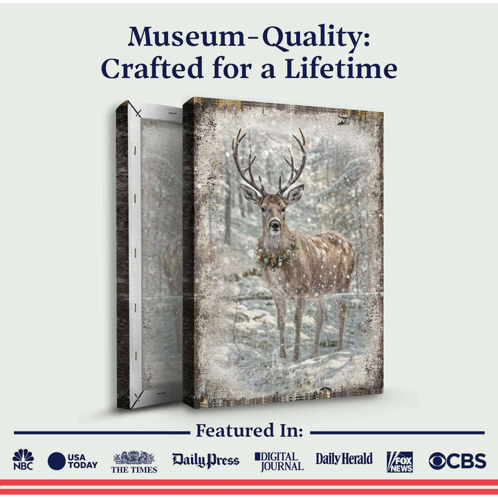 Vintage Winter Deer Christmas Wall Art III