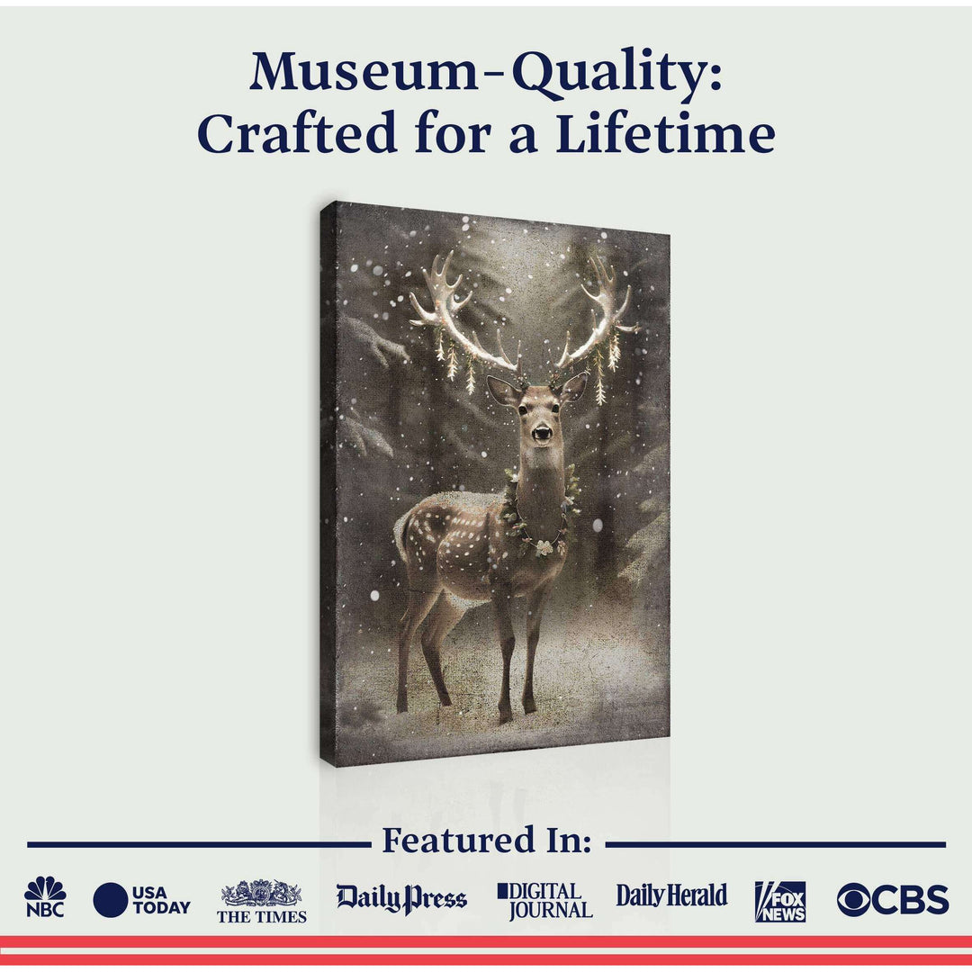 Vintage Winter Deer Christmas Wall Art