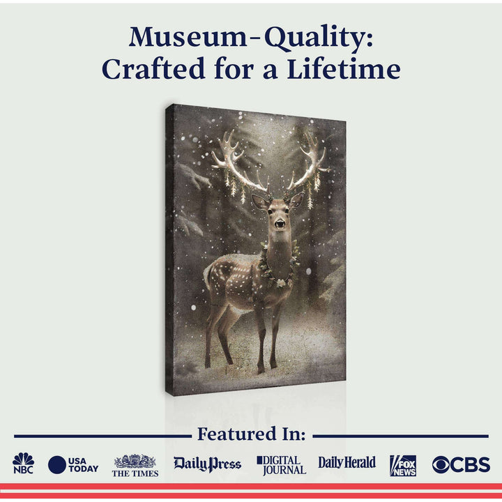 Vintage Winter Deer Christmas Wall Art