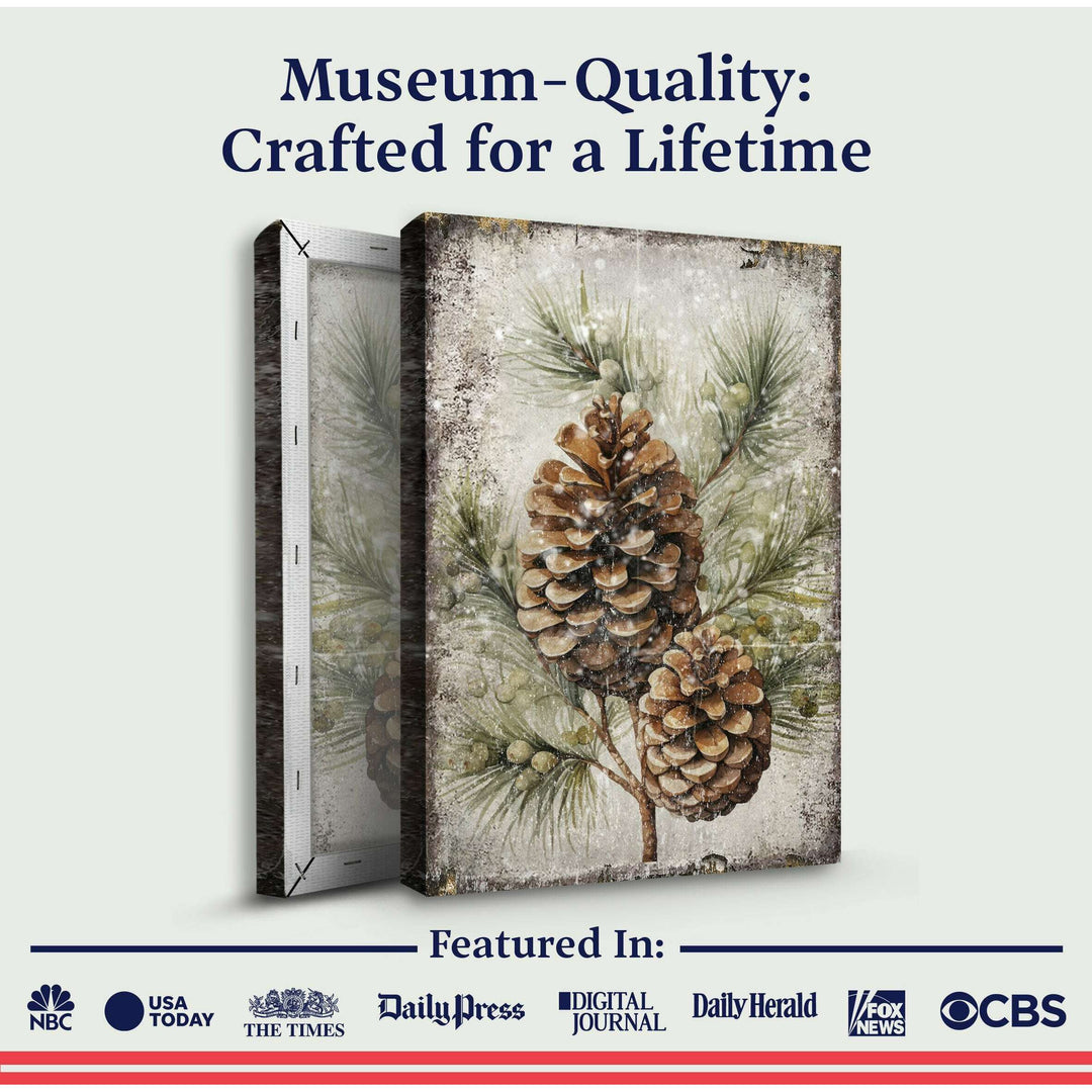 Vintage Winter Pine Cone Christmas Wall Art II