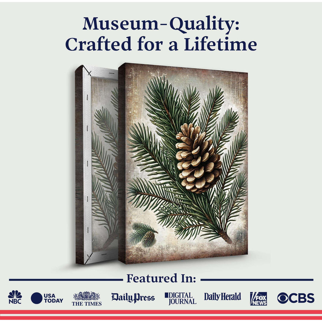 Vintage Winter Pine Cone Christmas Wall Art