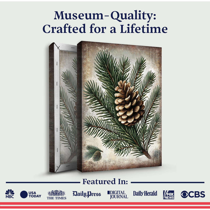 Vintage Winter Pine Cone Christmas Wall Art
