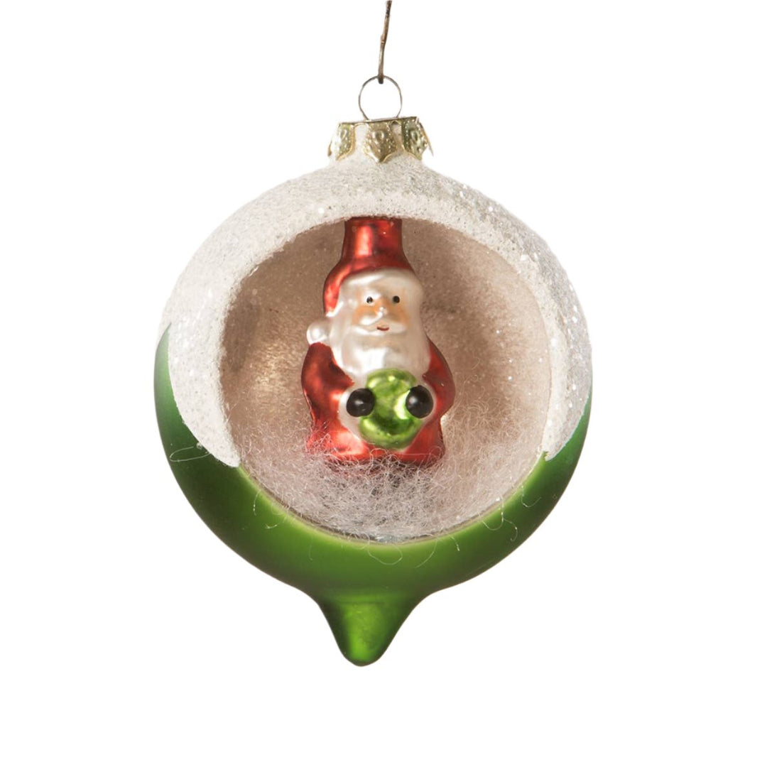 vintage indent ornament with santa indent ornament