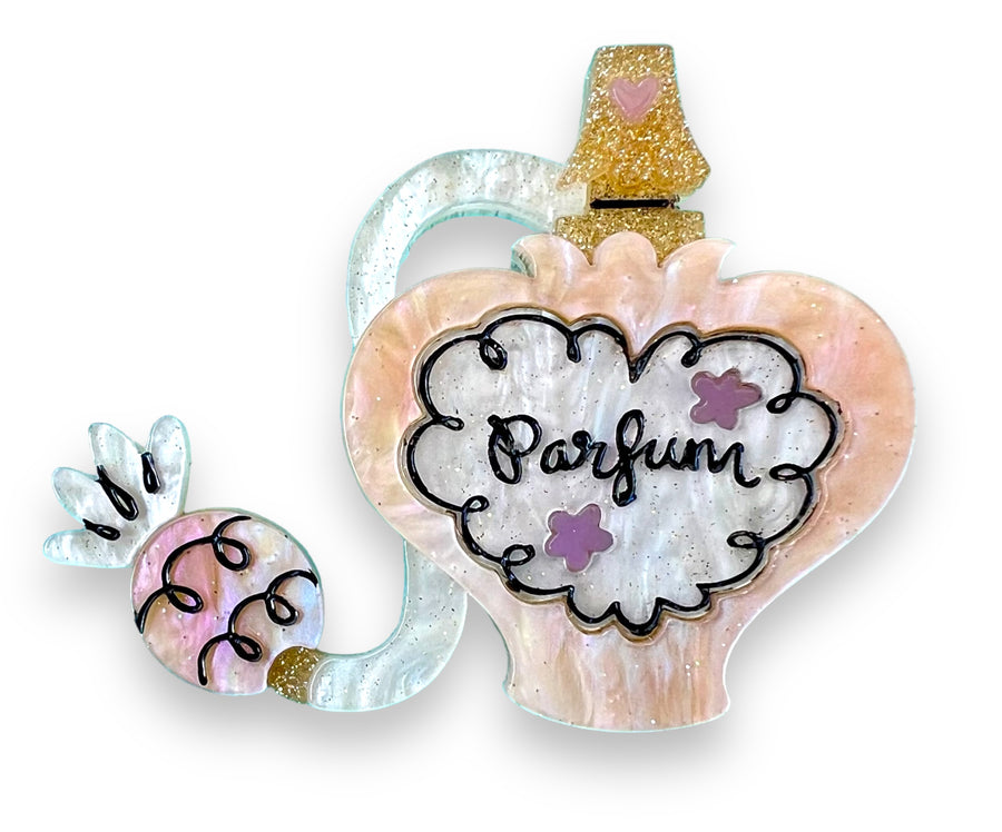 retro parfum acrylic brooch
