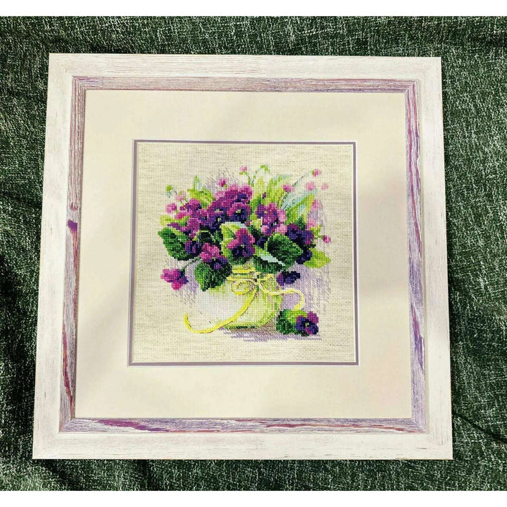 Violets in a Pot R2091 Counted Cross Stitch Kit