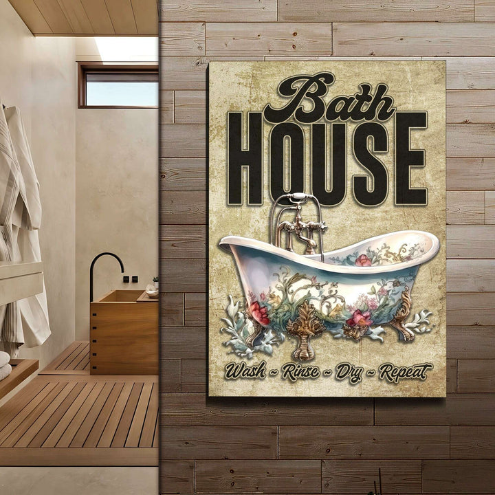 Wash Rinse Dry Repeat Bath House Sign