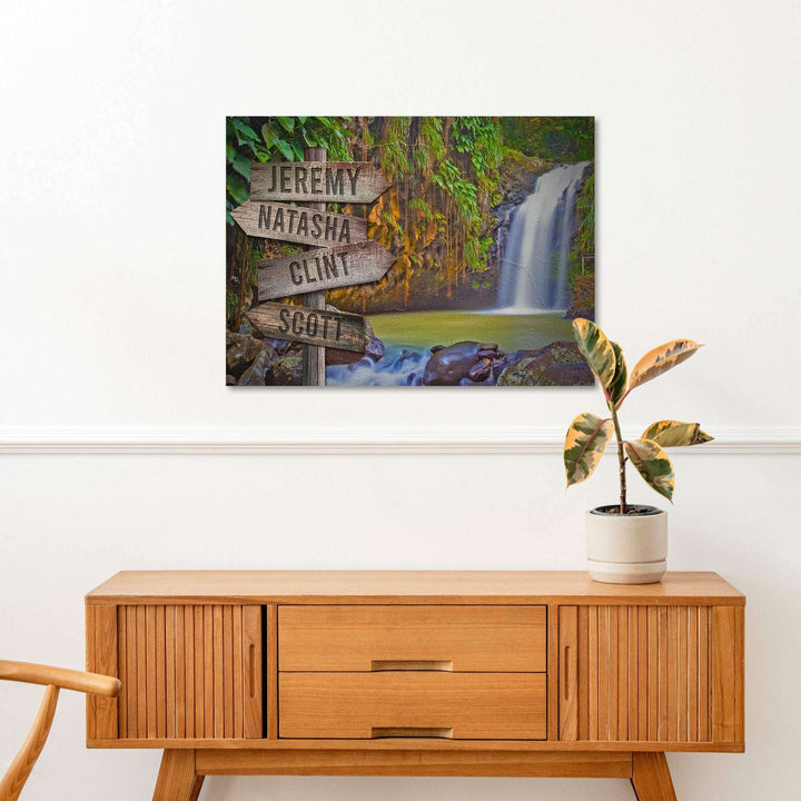 Waterfall Family Names Sign