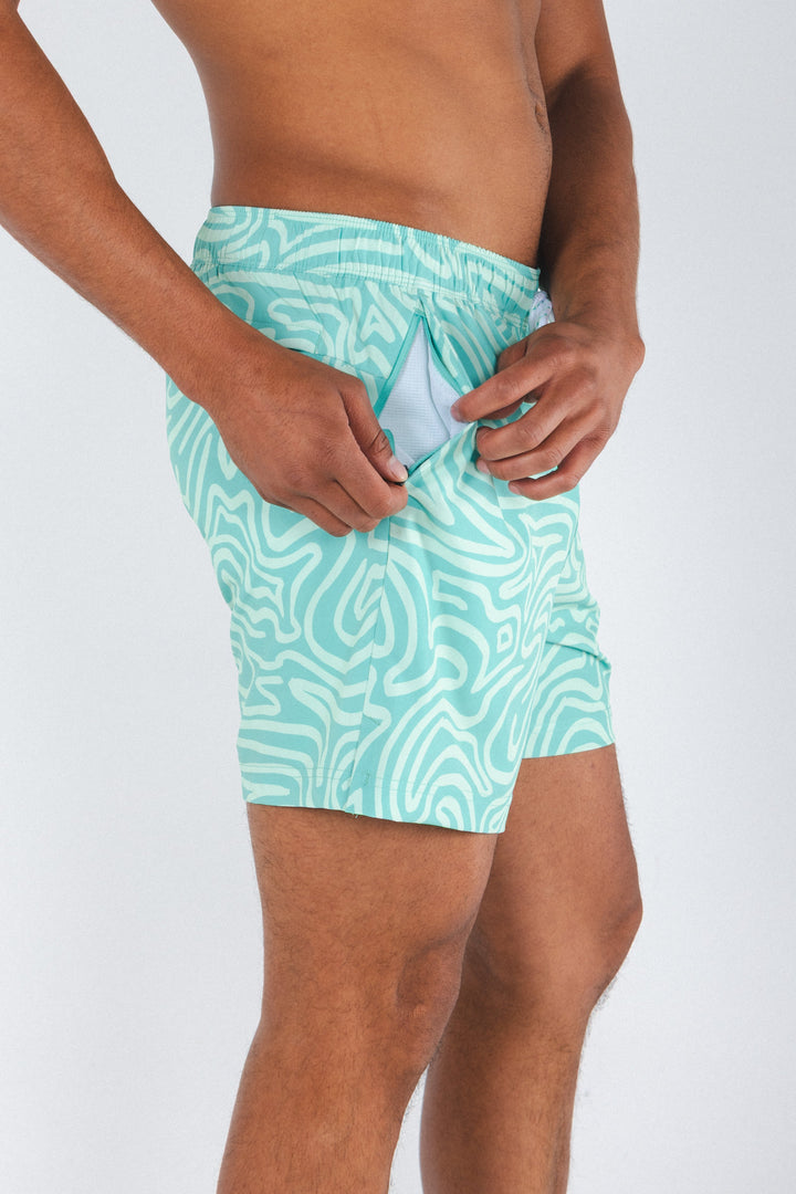 The Water Park | Neon Abstract Line Ball Hammock® Pouch 5" Swim Trunks