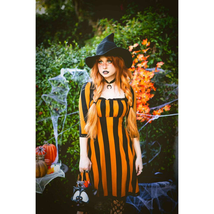 Wednesday Dress in Pumpkin Spice Stripe