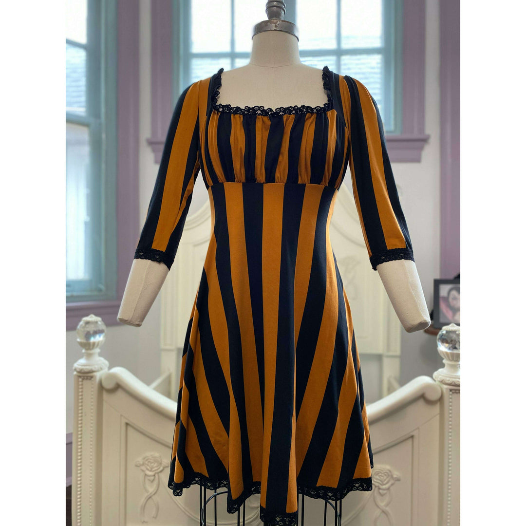 Wednesday Dress in Pumpkin Spice Stripe