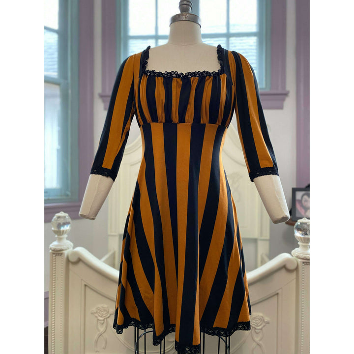 Wednesday Dress in Pumpkin Spice Stripe