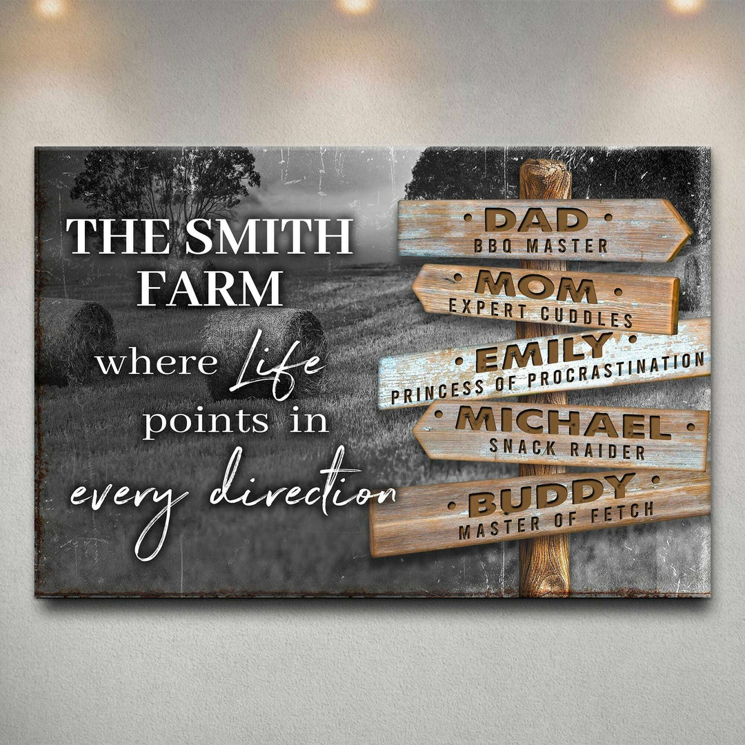 Where Life Points In Every Direction Family Farm Names Sign