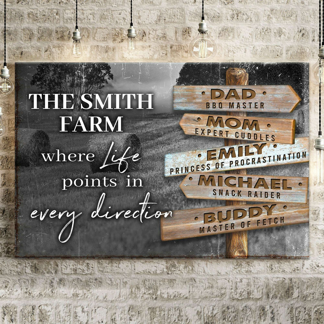 Where Life Points In Every Direction Family Farm Names Sign