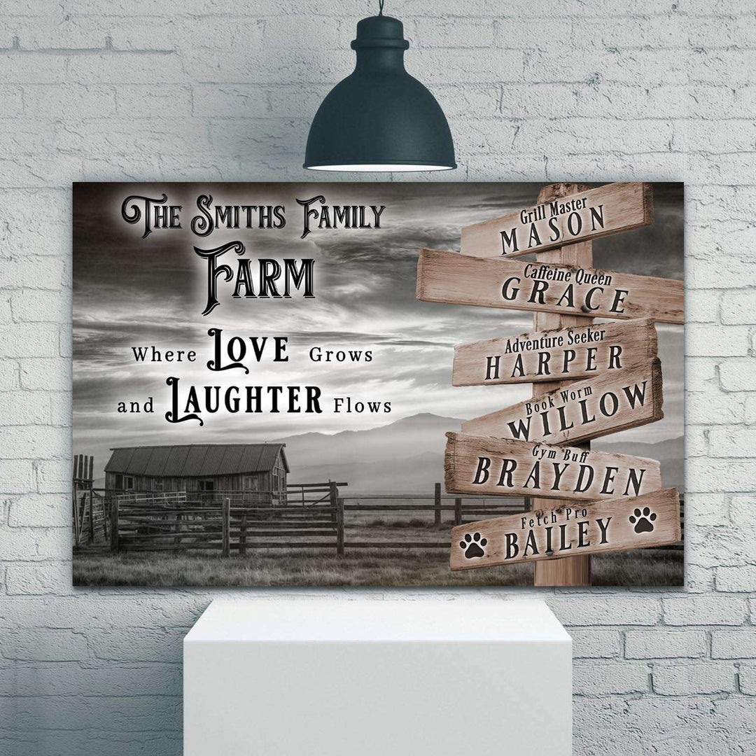 Where Love Grows And Laughter Flows Family Farm Names Sign