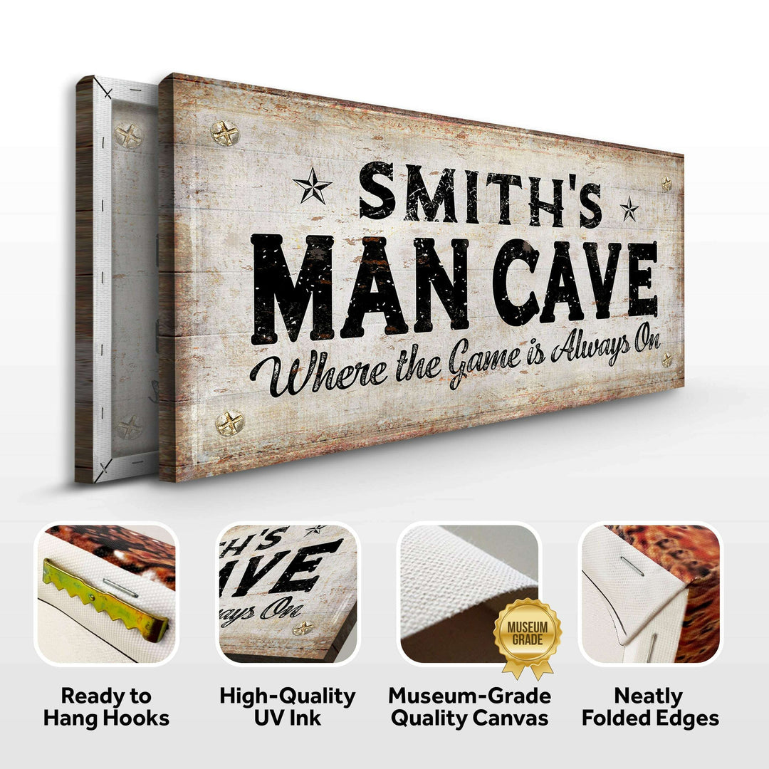 Where the Game is Always On Man Cave Sign