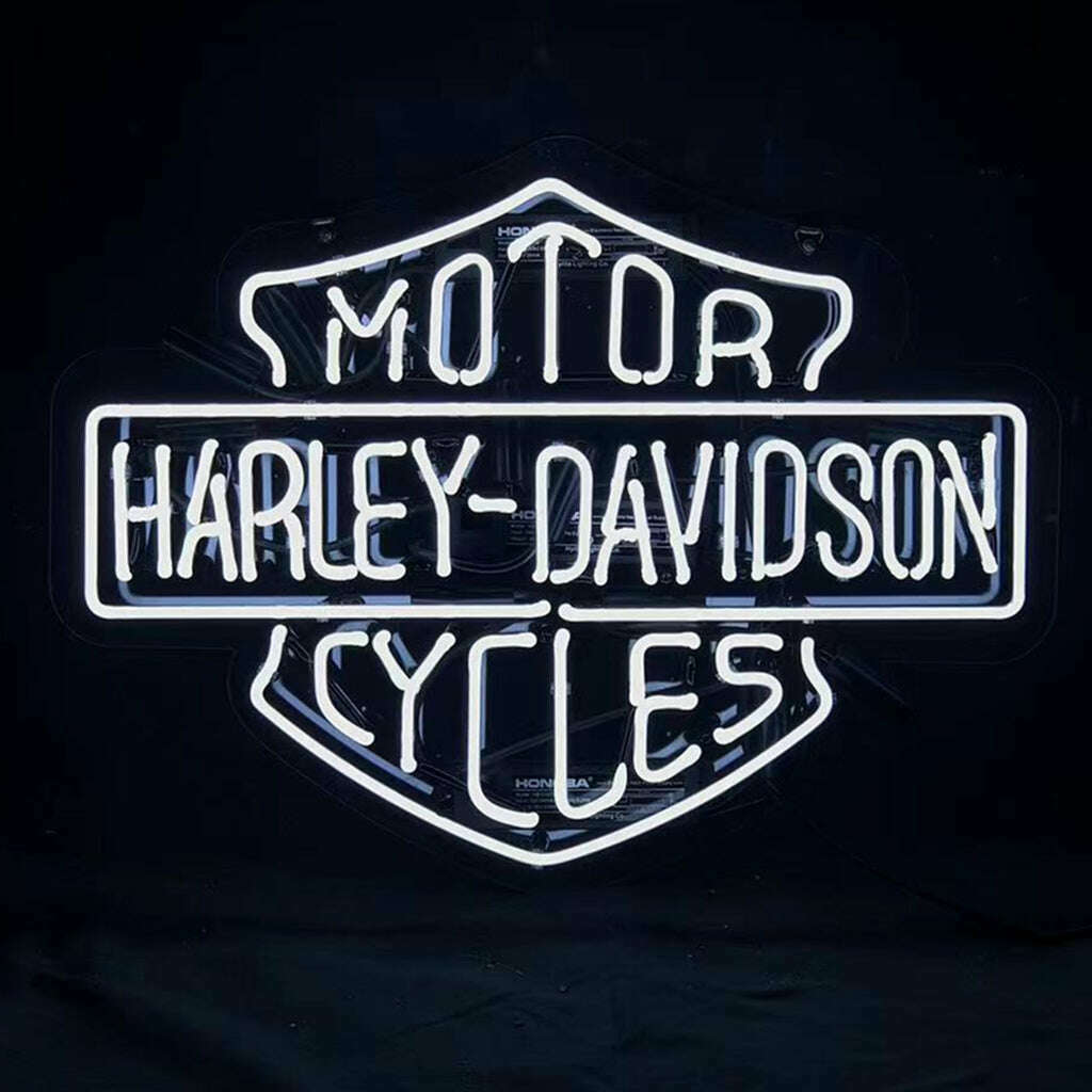 White Harley Davidson Motorcycle Neon Signs Light