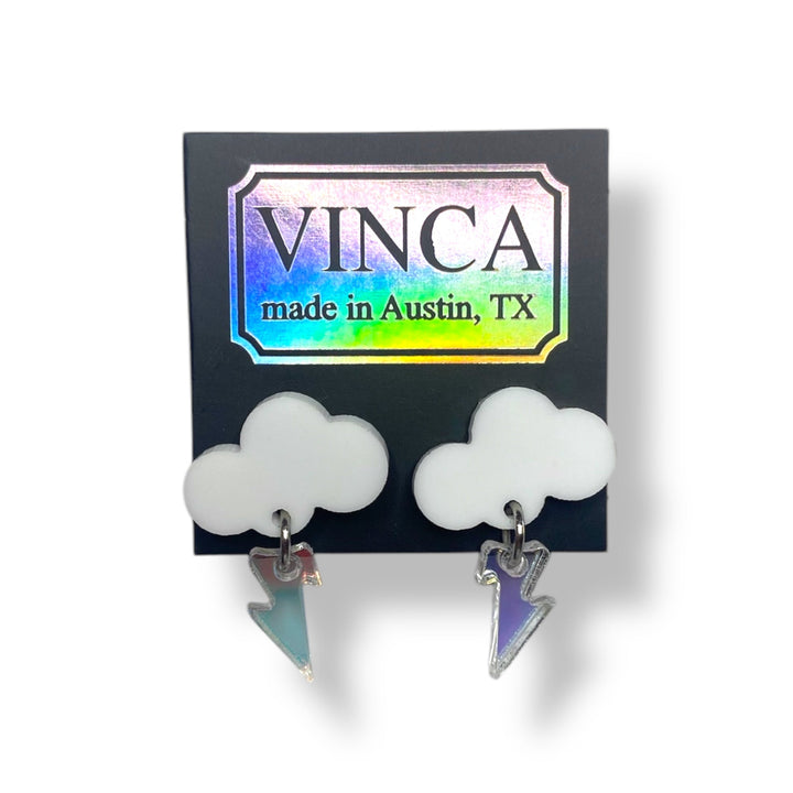 LAST CHANCE! Baby Rain Cloud Earrings - White/Iridescent