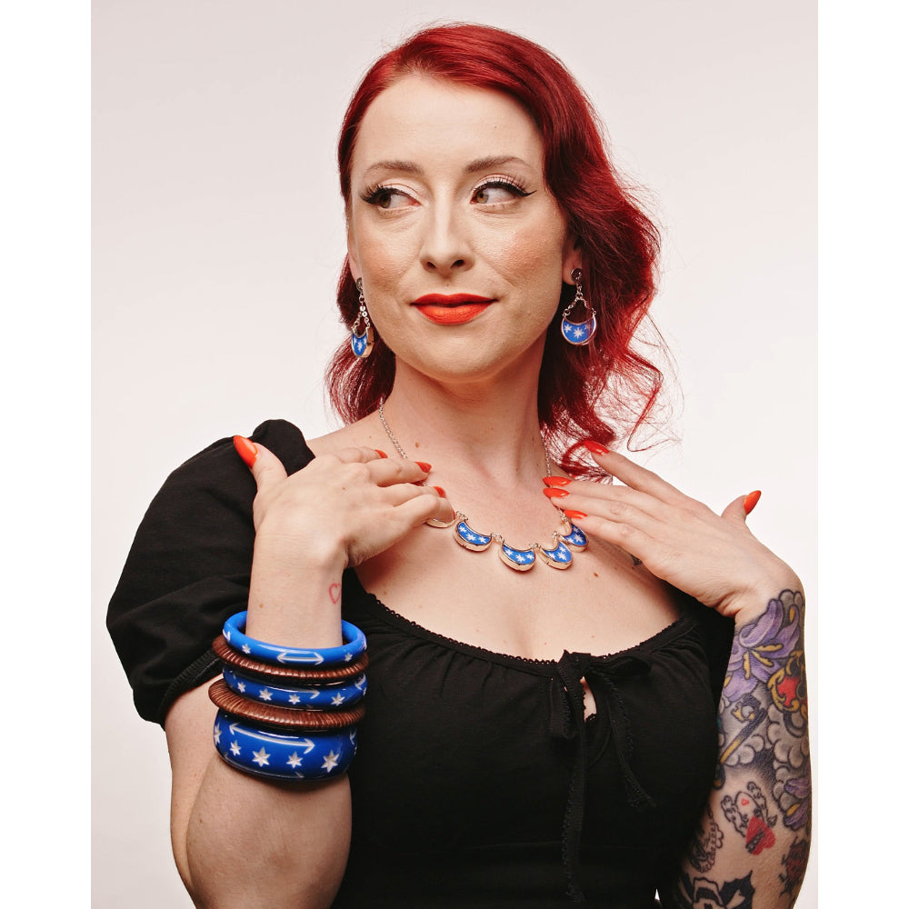 Wide Denim Blue Bangle by Splendette image 2