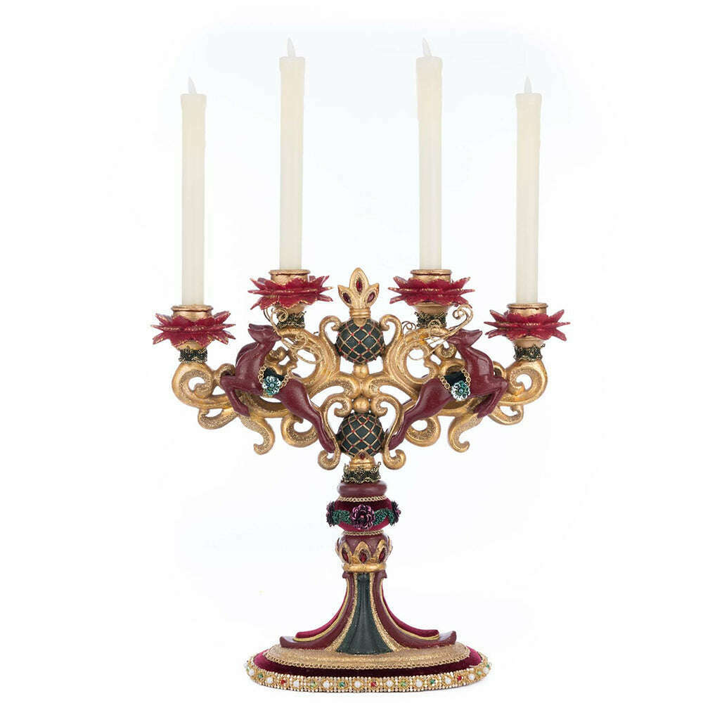 Winter Balsam and Berry Candelabra with Deer by Katherine's Collection image