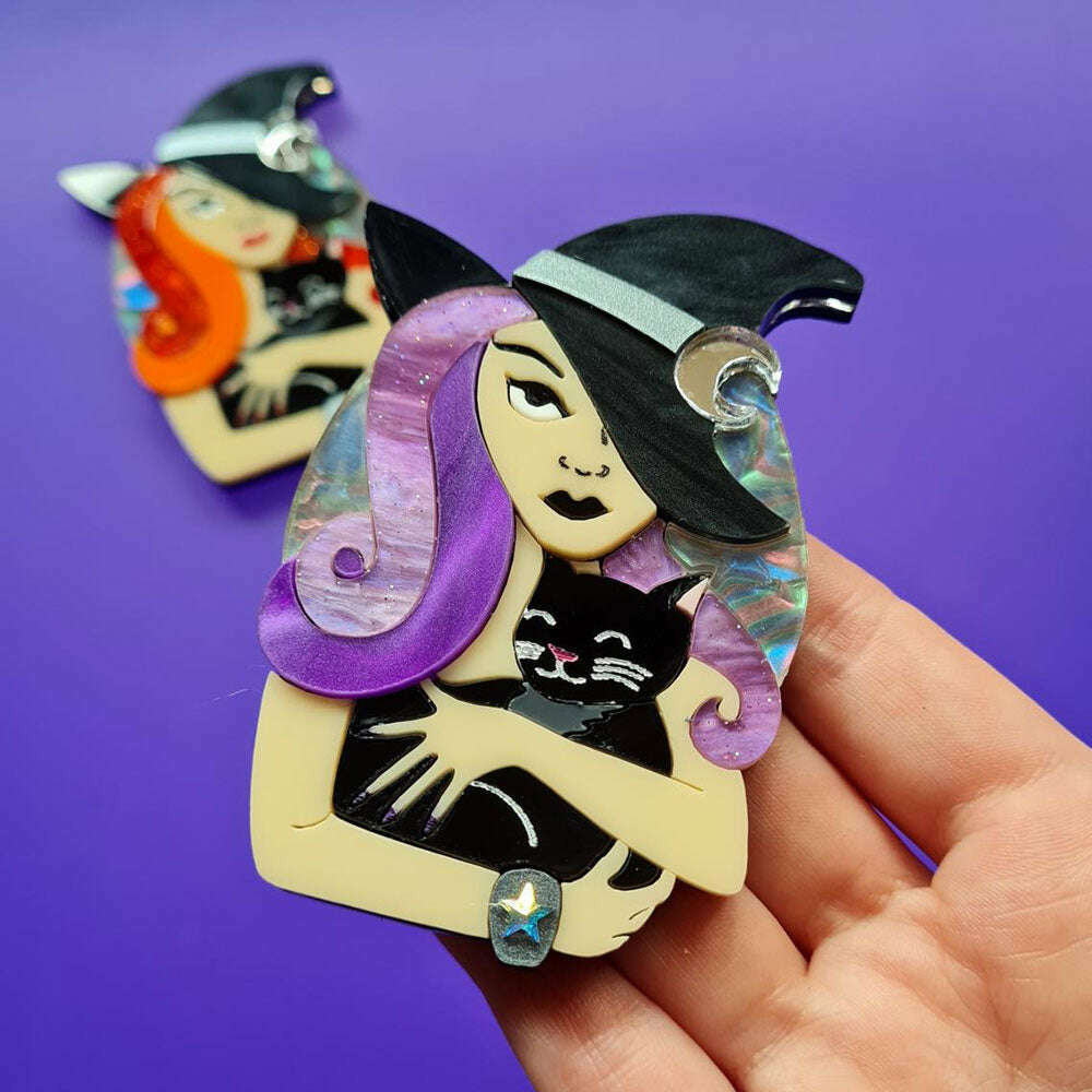 Witch And Her Cat Necklace by Cherryloco Jewellery 2