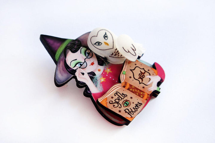 Witch with Owl Halloween Brooch by Laliblue - Quirks!