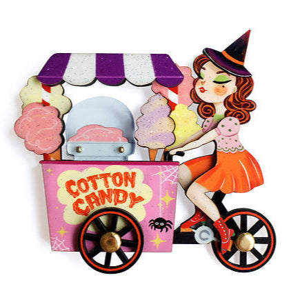 Witch Saleswoman with Cotton Candy Cart Brooch

Magic? Yes, but with a cotton candy flavor. This sweet little witch arrives on her bike-cart loaded with spells and sugar.


 Sweeten up your look and cast a spell! Because a little magic never hurts... especially when it's pink and fluffy.


 -Made of illustrated wood and transparent acrylic
-The cart wheel is turning!
-Size: 7 x 7.5 cm

 -Safety lock on the back

 -Lightweight and comfortable to wear

 Original illustration and design by LaliBlue.